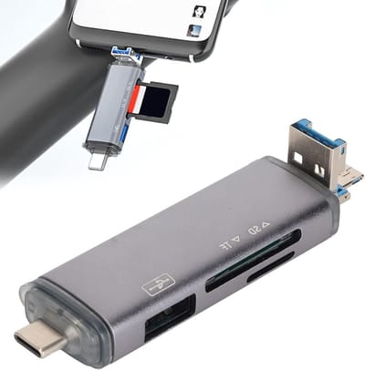 Kaartlezer - Geheugenkaart Adapter - Data Overzetten - 3 Connectoren - Ultradun - Zwart
