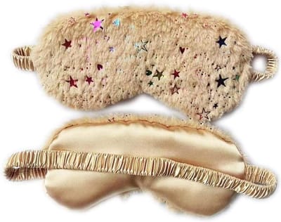 Schattig Pluizig Oogmasker voor Slapen en Reizen - Ademende Oogbedekking - Uniseks Slaapmasker voor Kinderen Volwassenen - Gouden Ster