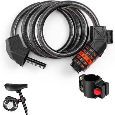 Waterdichte Fietsslot met Sterke Stalen Kabel van 110cm x 11mm, 5-Cijferige Code, Inclusief Bevestigingsbeugel en Resetfunctie voor Extra Beveiliging