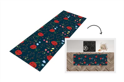 Keukenloper - Loper keuken - Regenboog - Bloemen - Design - 150x50 cm - Keukenloper vinyl