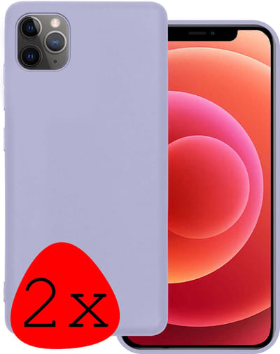 Hoesje 2 Stuks - Geschikt voor Apple iPhone 11 Pro - Sterk & Shockproof - Case Siliconen - Back Cover - Telefoon Hoes - Lila