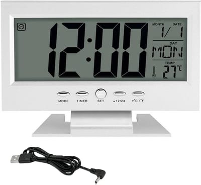 KZQ Digitale alarmklok met kleuren-LCD-scherm - Grote cijfers en snooze-functie - Weergave van temperatuur vochtigheid en kalender - Nachtlampje en geluidssensor - Perfect voor nachtkastje en bureau - Zwart