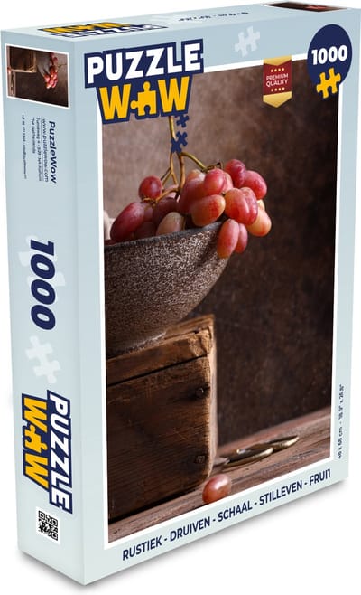 Puzzel Rustiek - Druiven - Schaal - Stilleven - Fruit - Legpuzzel - Puzzel 1000 stukjes volwassenen