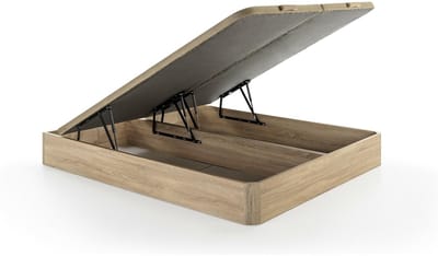 Vente-unique Set 180 x 200 cm bedbodem met opbergruimte, kleur licht naturel + pocketvering matras 7 zones en traagschuim dikte 22cm - LUREAN van YSMÉE