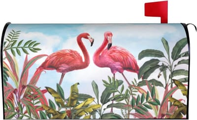 Waterdichte Magnetische Brievenbushoes met Roze Flamingo's en Tropische Bladeren - Tuindecoratie