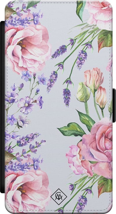 Casimoda® bookcase - Geschikt voor Samsung Galaxy S21 - Hoesje met pasjeshouder - Floral Garden - Paars - Kunstleer