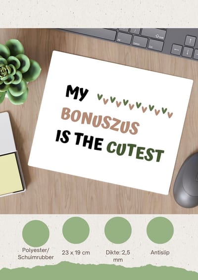 Akyol - my bonuszus is the cutest Muismat - Zus - schattige bonuszus - verjaardagscadeau - verjaardag - cadeau - cadeautje voor zus - zus artikelen - kado - geschenk - gift - 23 bij 19 cm