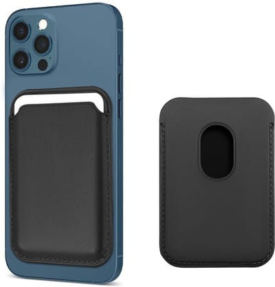 Magnetische kaarthouder Geschikt voor iPhone 12/13 serie PU leer Zwart