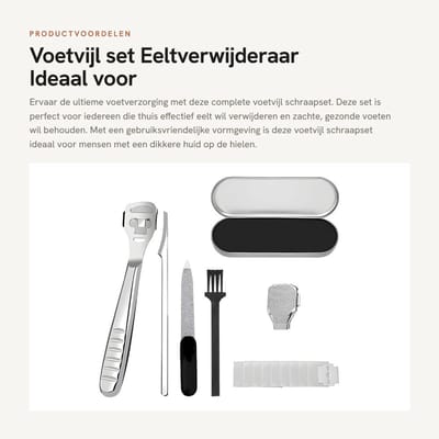 Dailygoods- Schaafvoetset 16 Stuks - Eeltscheerapparaat - Harde Huidverwijderaar - Vijl/Snijkop - Opbergdoos - Roestvrij Staal - Voetverzorgingsset