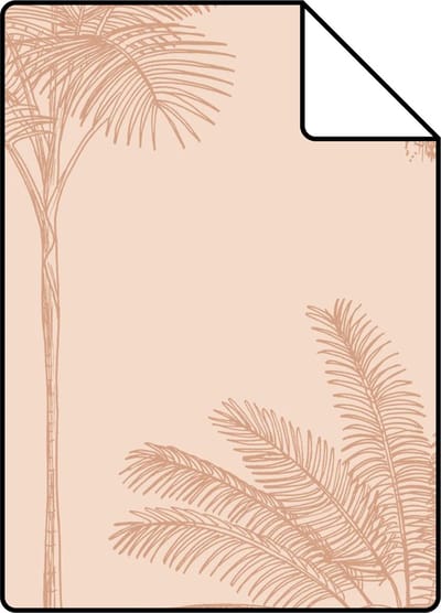 Proefstaal ESTAhome behang palmbomen terracotta roze - 26.5 x 21 cm - 139741-S