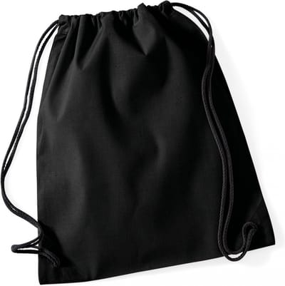 Westford Mill Cotton Gymsac WM110 - Black/Black - 37 x 46 cm