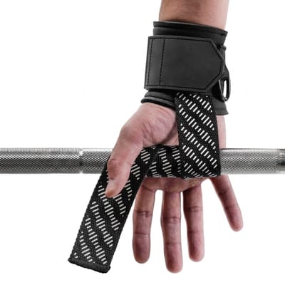 Zwart lifting straps polsbanden unisex met antislip grip en verstelbare polsband – fitness gewichtheffen straps voor krachttraining deadlift pull ups barbell training en sportschool gebruik