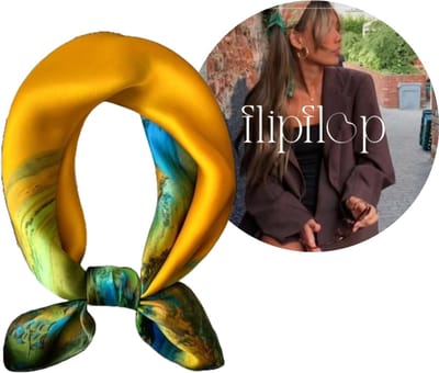 Flipflop Club® Scarf Peacock | Satijnen Hoofdsjaal | Zomer Trend | Festival Head Scarf | Bandana | Headscarf | Headband | Sjaal voor hoofd | Sjaal Haarband | Zijdezacht Sjaaltje