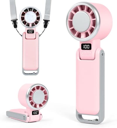 longziming -Draagbare Turbo Handventilator - Draagbare Nekventilator - Tafelventilator Met LED-Scherm - Vijf Snelheidsstanden - 180° Opvouwbaar Design -Ultraslicht En Compact - Tot Tien Uur Batterijduur -1 Stuk