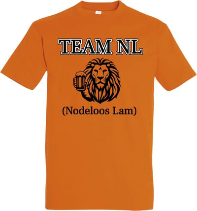 Oranje T-shirt Team NL (Team Nodeloos Lam) - Maat M - koningsdag - festival - voetbal