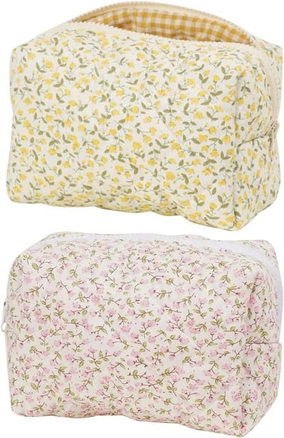 Bloemenprint opbergzakken, schattige en draagbare toilettas, ruime clutch voor vrouwen met grote capaciteit.