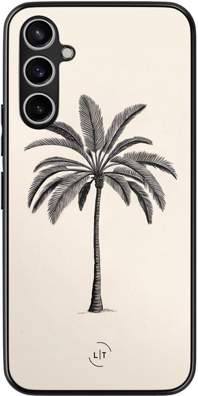 Leuke Telefoonhoesjes - Hoesje geschikt voor Samsung Galaxy A54 - Palmboom - Backcover zwart - Natuur - Beige