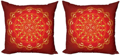 ABAKUHAUS Rode mandala kussenhoes set – 2x60x60 cm – dubbelzijdig