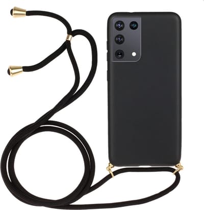 Lunso - Backcover hoes met koord - Geschikt voor Samsung Galaxy S21 Ultra - Zwart