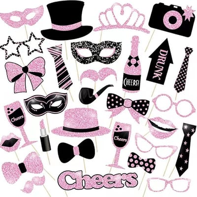 Foto Props Feest Versiering Happy New Year Oud en Nieuw Decoratie Feest Verjaardag Versiering Roze - 32 Stuks