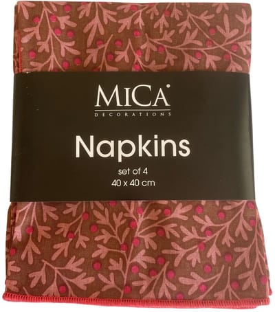 Mica Servetten Bloemetjes Roze 40x40 cm – Set van 4 – Decoratieve Tafelservetten met Bloemen