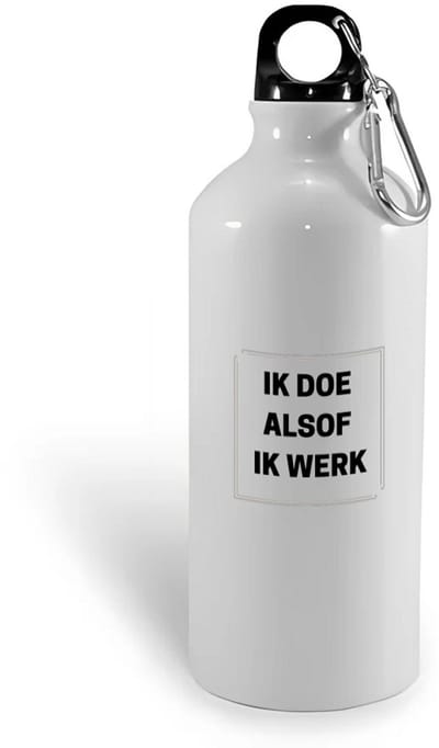 Hacebo® - ik doe alsof ik werk waterfles - Werk - collega's - collega's - werknemers - verjaardag - afscheidscadeau - geschenk - leuke cadeau - kado - water fles - 400ML
