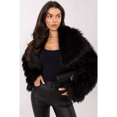 Velvet Faux Fur Jacket - Zwart / One Size