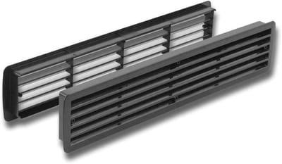 Ventilatie rooster - Deur rooster - Luchtcirculatie verbeteren - Gemaakt in Duitsland - 457 mm x 92 mm - Diepzwart