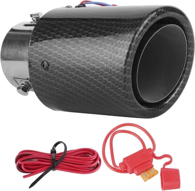 Universele 3.5-6.5 cm uitlaatpunt met heldere LED-verlichting en carbon fiber afwerking, geschikt voor auto’s en motoren