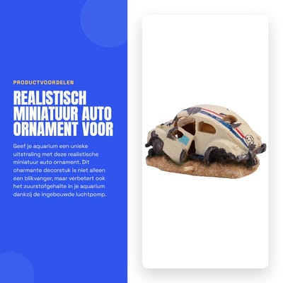 Dailygoods- Aquariumdecoratie met luchtpomp - Miniatuur auto-ornament - Aquascaping - Zuurstofverbetering - Geschikt voor zoet/zoutwater - Eenvoudig te installeren - Aquariumornament
