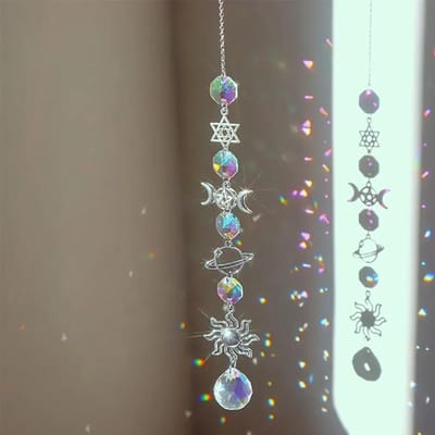 1 stuks Kristallen Windgong Pentagram Zonnevanger Diamanten Prisma's Hanger Dromenvanger Regenboogvanger Hangende Druppel Huis Tuin Decor