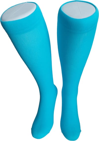 WeirdoSox - Compressie sokken - Knie hoogte - Steunkousen voor vrouwen en mannen - 1 paar - Fluor blauw 43/46 - Ideaal als compressiekousen hardlopen - compressiekousen vliegtuig