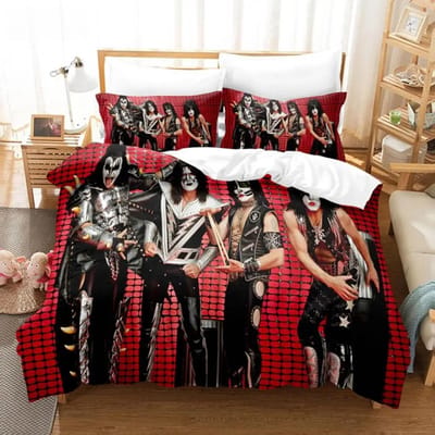 Kiss Band Beddengoedset Eenpersoons Rockband Dekbedovertrek Tweepersoons Queen King Twin Maat Voor Jongens Volwassenen Zachte Dekbedovertrekset Cadeau 155x220cm 3pcs