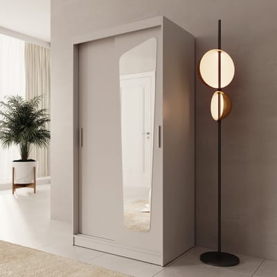 Meubella - Moyo - Kledingkast - 2 schuifdeuren - Beige - 100x62x200 cm