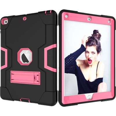 Voor iPad 10.2 2021/20/19 Gepantserde standaardhoes Roze-Apple Tablet Case Case, iPad 10.2 Case, Stand Case, iPad 9 Accessoires, Siliconen hoes Versterkt, Tabletbescherming Roze Tablet Case