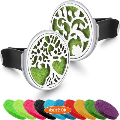 Aromatherapie Diffuser voor Auto, Kantoor of Kamer met 40 Vervangende Vilt Pads en RVS Luchtverfrisser