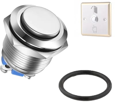 Ronde Startknop - Drukknop Schakelaar - Apparaten Bediening - IP67 Waterdicht - 16 mm - Zilver