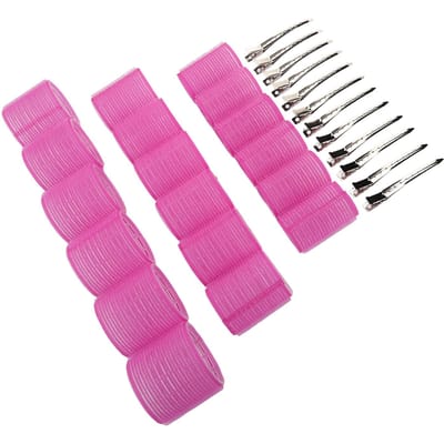 Haarwortel Krulspelden Roze Zelfklevende Haarkrulspelden Rollers met Clips voor Kapper Styling DIY pink