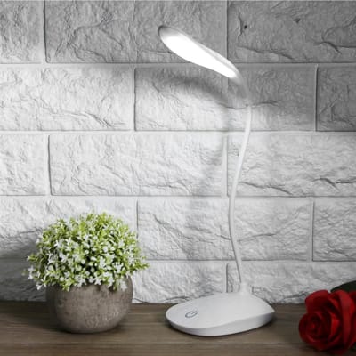 carmdering - Portable Bureaulamp - Flexibele arm LED Tafellamp - Dimbaar Touch Lamp - 3 Helderheidsniveaus - 360° Rotatie - ABS Materiaal - Oogvriendelijk Design - USB Opladen Voor Onderweg - 1 Stuk