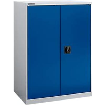 Draaideurkast Schäfer Shop Select MS-i 12408, plaatstaal, B 800 x D 400 x H 1215 mm, 3 OH, aluminium wit/ gentiaanblauw, tot 150 kg