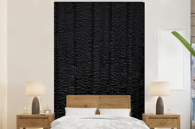 Behang - Fotobehang Zwart - Design - Structuur - Lederlook - Breedte 200 cm x hoogte 300 cm