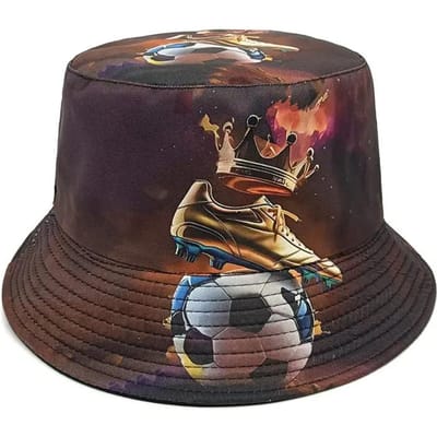 Chapeau seau imprimé dessin animé en polyester Printemps Été Chapeau pêcheur Chapeau de soleil d'extérieur pour voyage Hommes Femmes 204 black