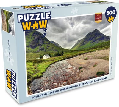 Puzzel Uitzicht met groene omgeving van Glen Coe in Schotland - Legpuzzel - Puzzel 500 stukjes