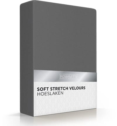 Romanette - Velours - Hoeslaken - Tweepersoons - 140/150x200/220 cm - Antraciet