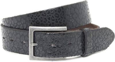 Dames riem zwart 4cm breed met reptiel print - Leer - Jeans riem - Casual - Maat 95