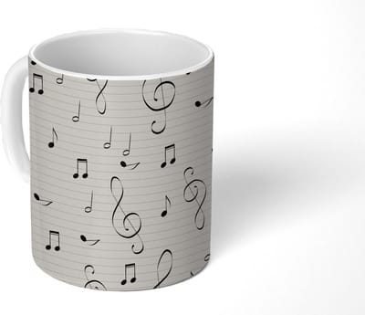 Mok - Koffiemok - Bladmuziek - Patronen - Muziek - Mokken - 350 ML - Beker - Koffiemokken - Theemok