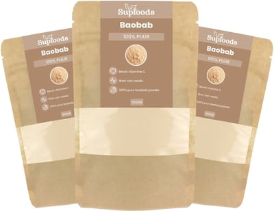 Baobab Poeder 100% Puur - 600gram - Baobab is Van nature rijk aan Vitamine C en Vezels - Perfect voor Smoothies, Ontbijt en Bakken