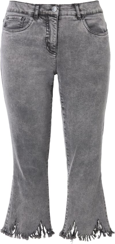 Angel of Style - Dames - 3/4-jeans uitlopende gerafelde zoom 5-pocket - Grijs denim - Maat 44