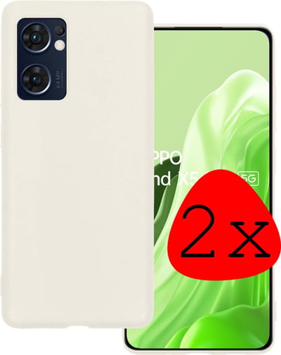 Hoesje 2 Stuks - Geschikt voor OPPO Find X5 Lite - Sterk & Shockproof - Case Siliconen - Back Cover - Telefoon Hoes - Wit