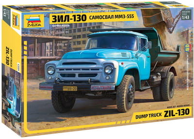 Zvezda Modelbouwpakket Militaire voertuigen - 43004 ZIL-130 Dump Truck with MMZ-555 Body Plastic - 1:43 - Modelbouw